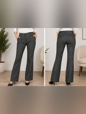 GAP GapStretch Gray Herringbone Mid Rise Boot Cut Dress Pants Size 0 Regular